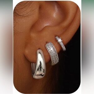 LOLIAS Small 14K Gold Plated Chunky Hoop Earrings Hypoallergenic Silver Earrings